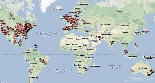 Карта посетителей WWDC 2013